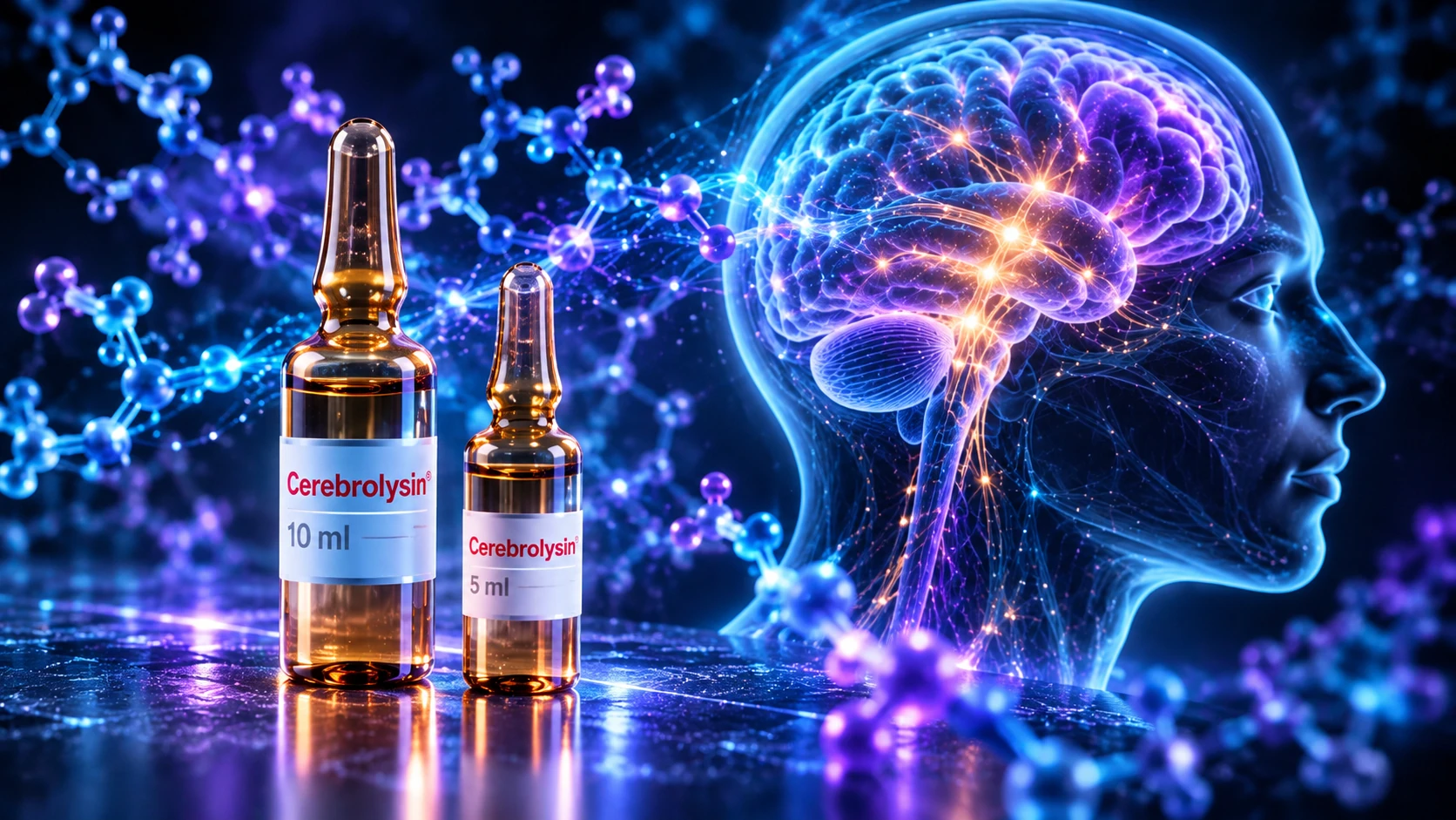 Scientific editorial artwork for Cerebrolysin and mental clarity